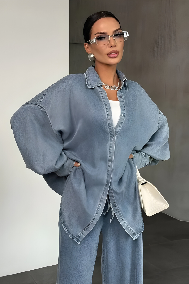 Noelle™ | Modern Lounge Set with Wide-Leg Trousers