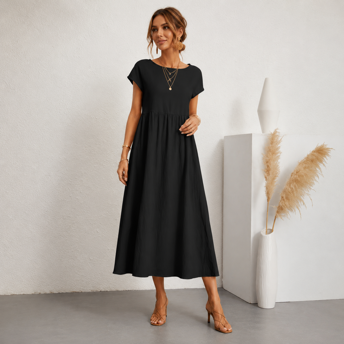 Delphine™ | Tummy-Flattering Maxi Dress with Pockets