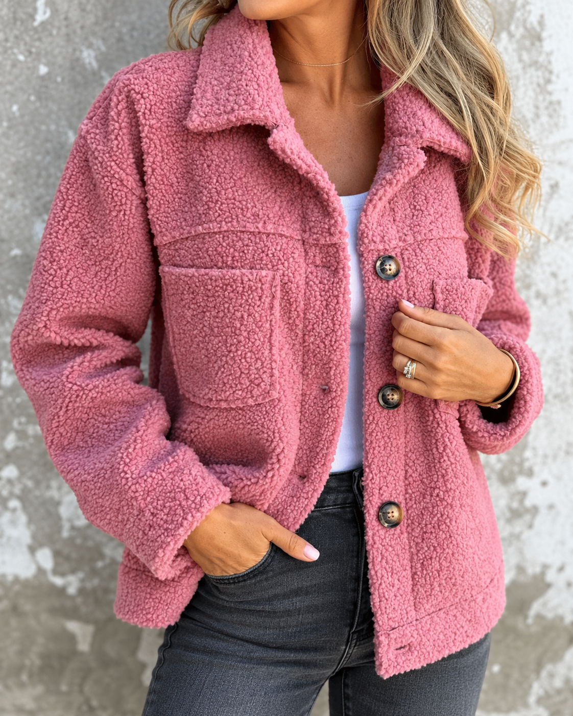 Angela™ | Soft Teddy Coat With Buttons
