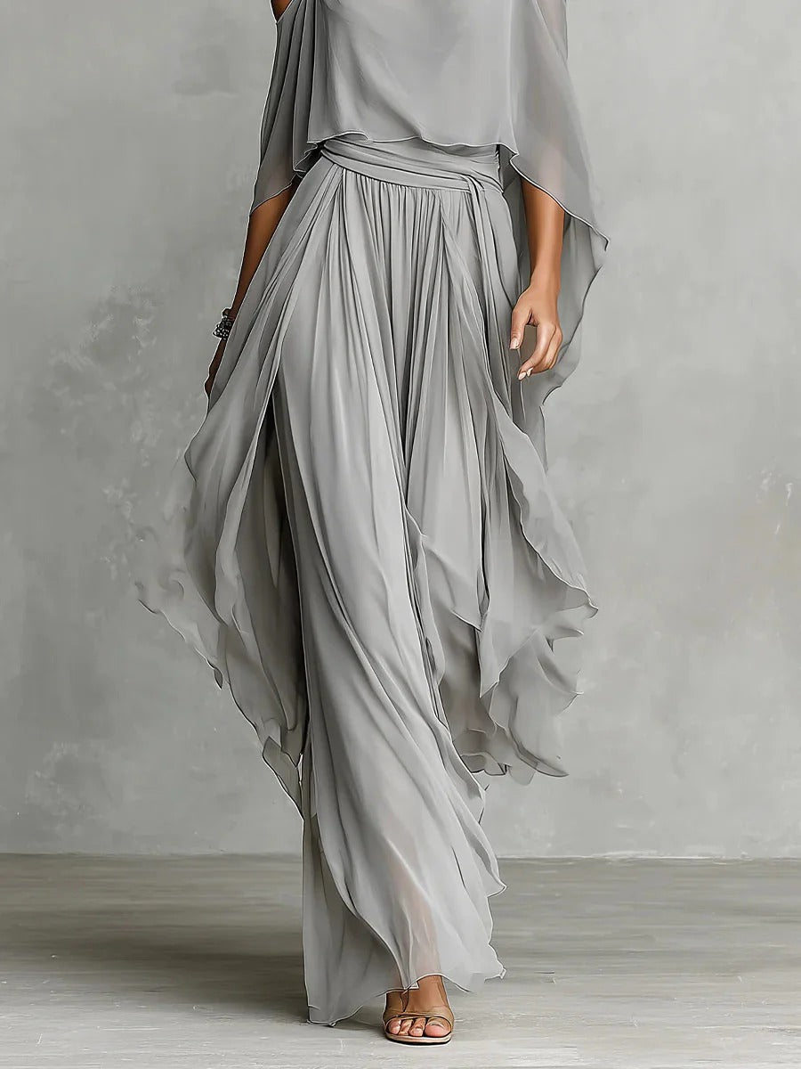 Olivia | Chiffon Set in Gray