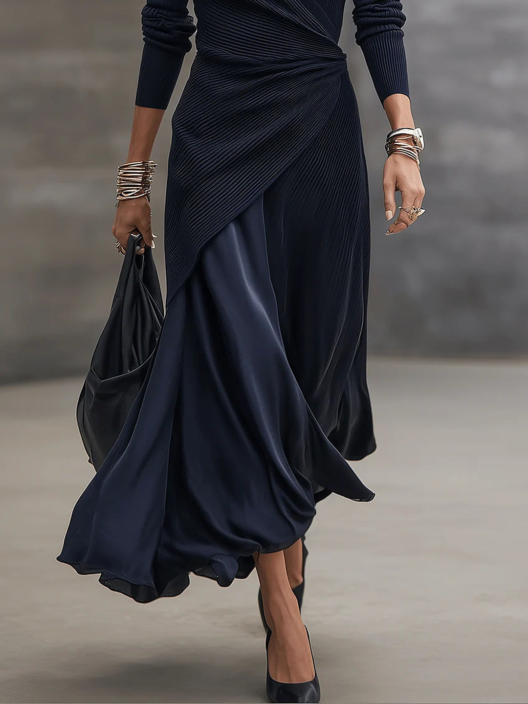 Christine™ | Elegant Maxi Wrap Dress with Satin Skirt