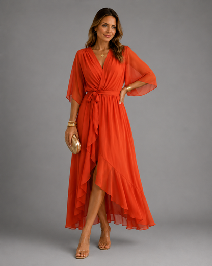 Isabelle™ | Tummy-Flattering Chiffon Maxi Dress