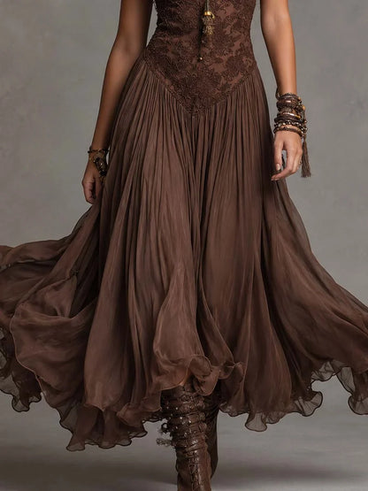 Hélène™ | Tummy-Flattering Lace Maxi Dress