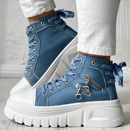 Elin™ | Orthopaedic High-Top Denim Trainers