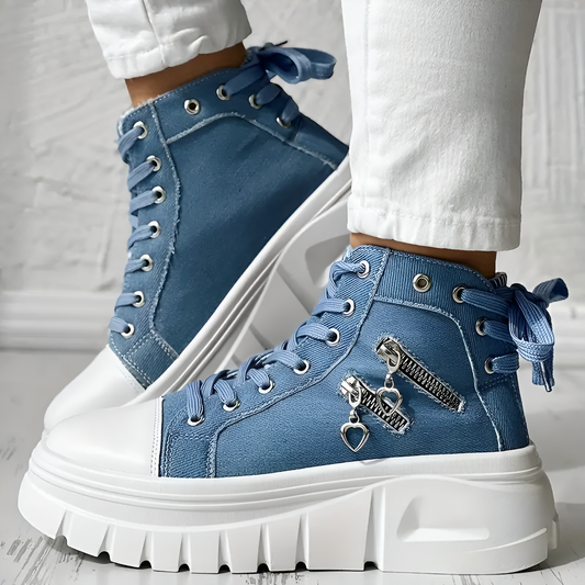 Elin™ | Orthopaedic High-Top Denim Trainers