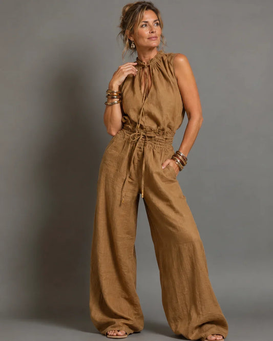 Fanny™ | Sleeveless Tummy-Flattering Wide-Leg Jumpsuit
