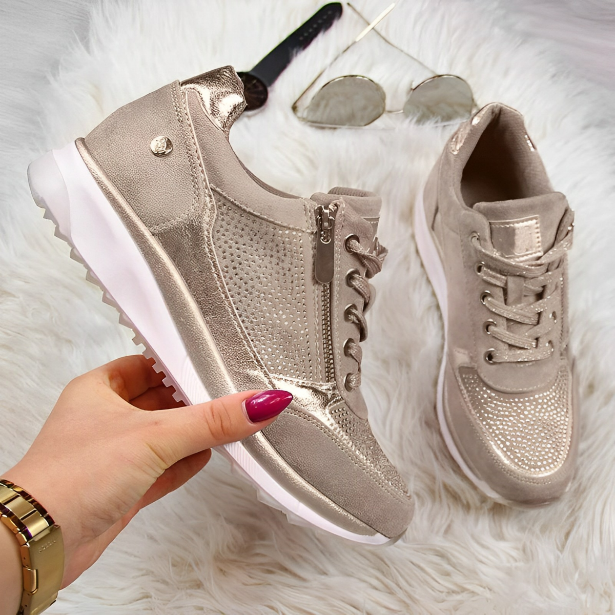 Tracey™ | Orthopaedic Wedge Sneakers with Side Zip