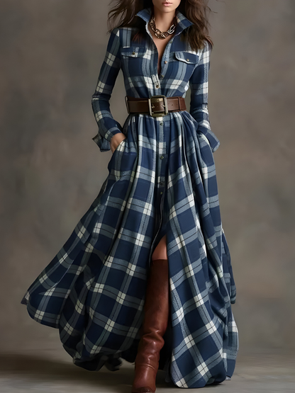 Nara™ | Chic Checked Maxi Dress