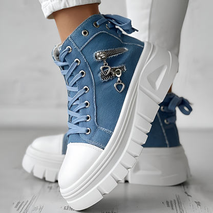 Elin™ | Orthopaedic High-Top Denim Trainers