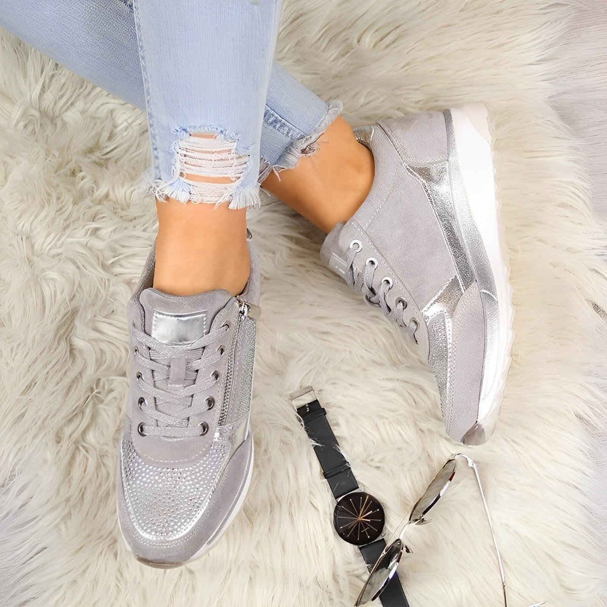 Tracey™ | Orthopaedic Wedge Sneakers with Side Zip