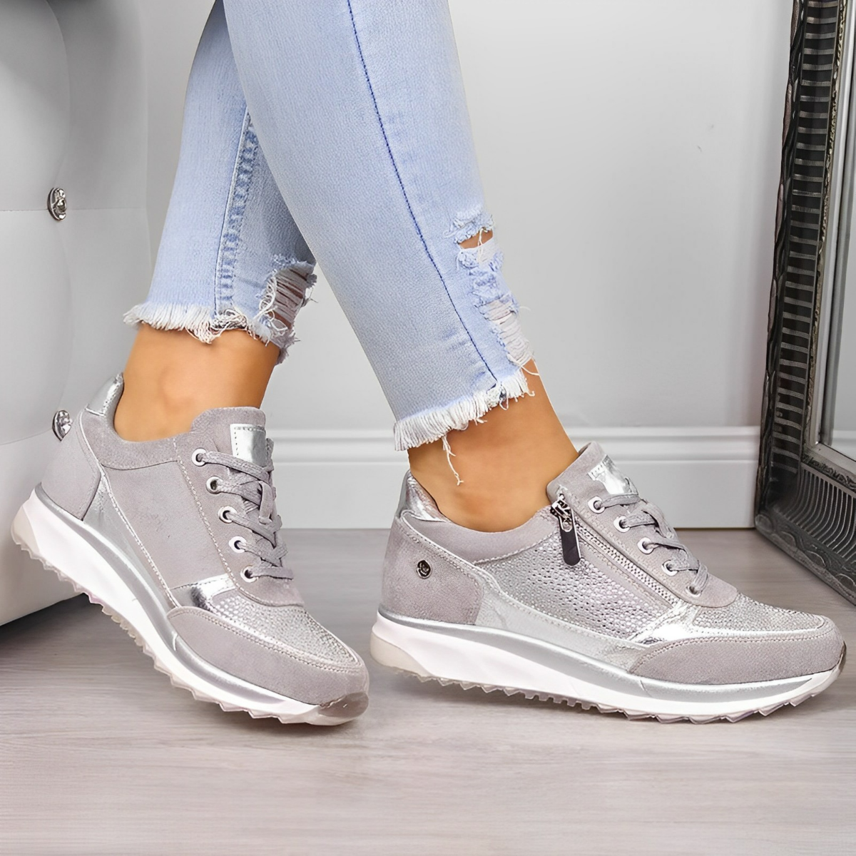 Tracey™ | Orthopaedic Wedge Sneakers with Side Zip