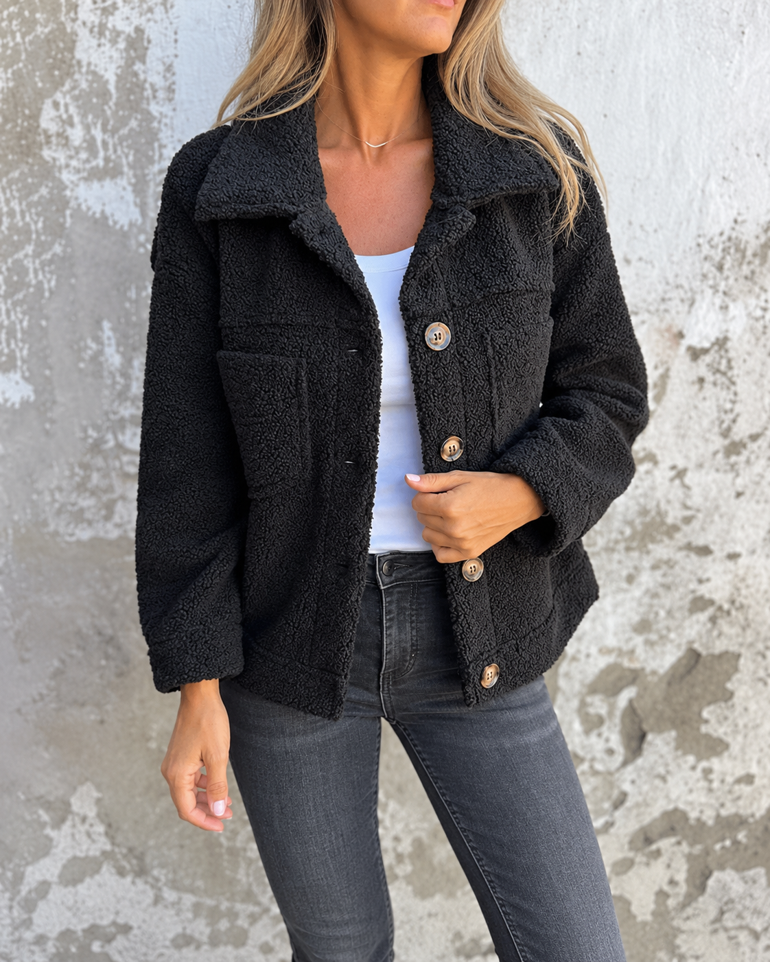 Angela™ | Soft Teddy Coat With Buttons