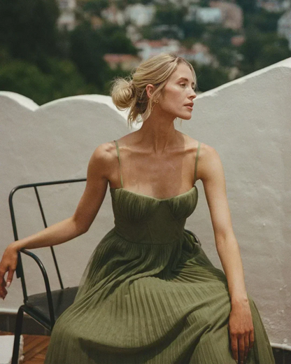 Margaux™ | Elegant Pleated Tummy-Flattering Maxi Dress