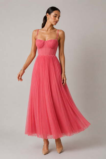 Margaux™ | Elegant Pleated Tummy-Flattering Maxi Dress