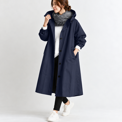 Sarah™ | Long Trench Coat with Hood