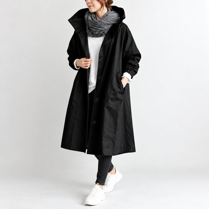 Sarah™ | Long Trench Coat with Hood