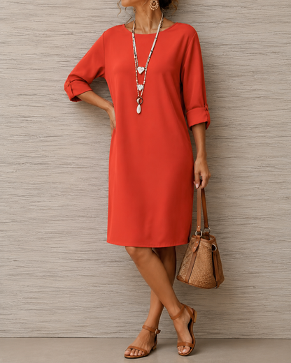 Mathilde™ | Tummy-Flattering Midi Dress with Pockets