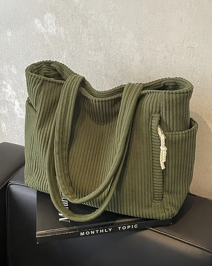 Lea™ | Ribbed Handbag with Drawstring Detail