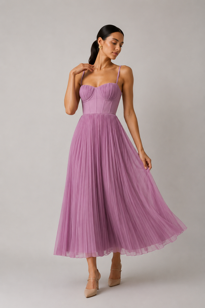 Margaux™ | Elegant Pleated Tummy-Flattering Maxi Dress