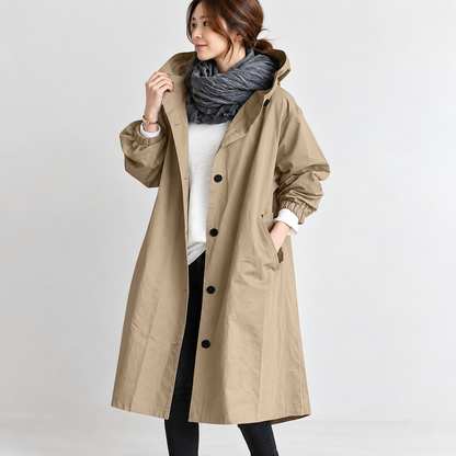 Sarah™ | Long Trench Coat with Hood