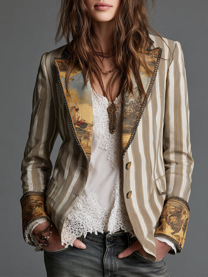 Christine™ | Bohemian Blazer with Stripes
