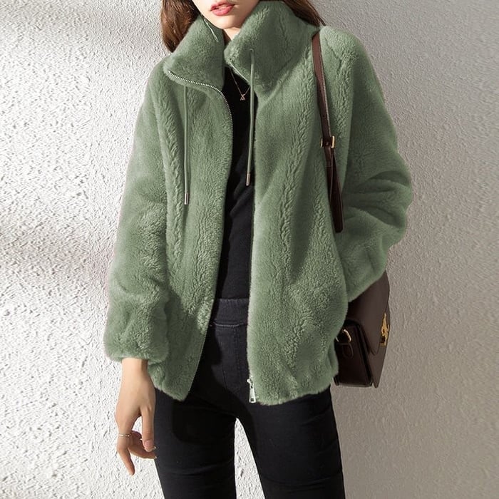 Tracey™ | Soft Teddy Jacket with Stand Collar