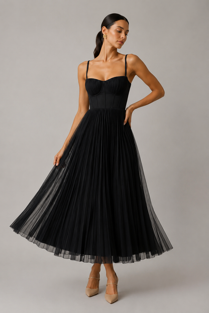 Margaux™ | Elegant Pleated Tummy-Flattering Maxi Dress