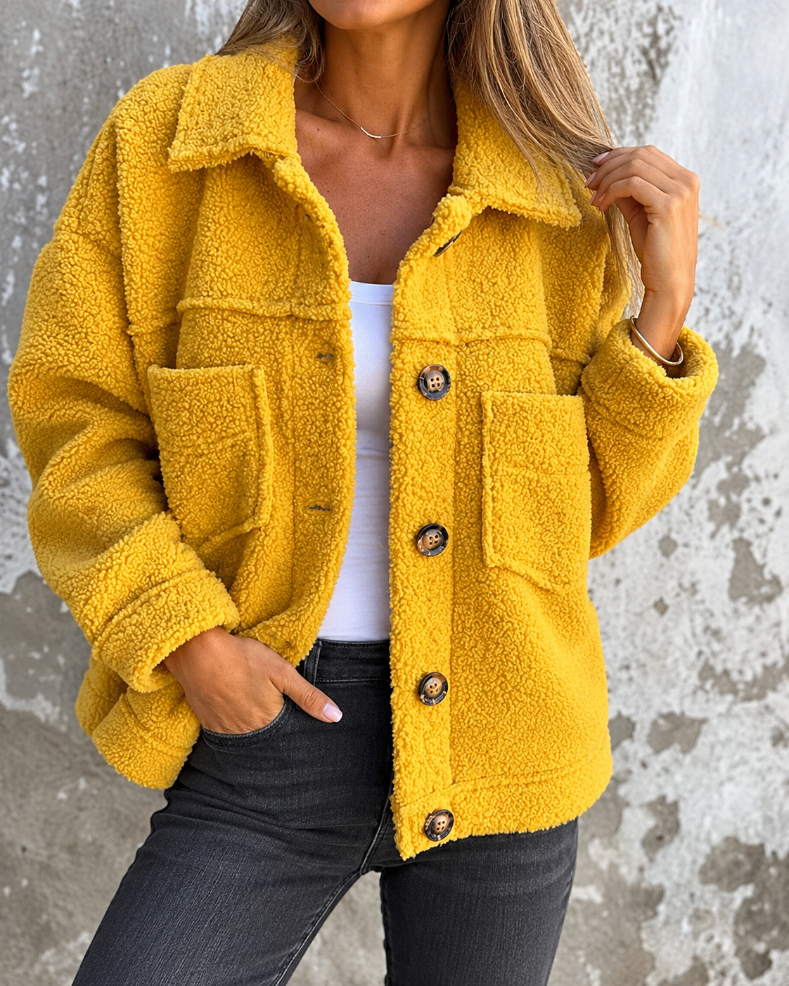 Angela™ | Soft Teddy Coat With Buttons
