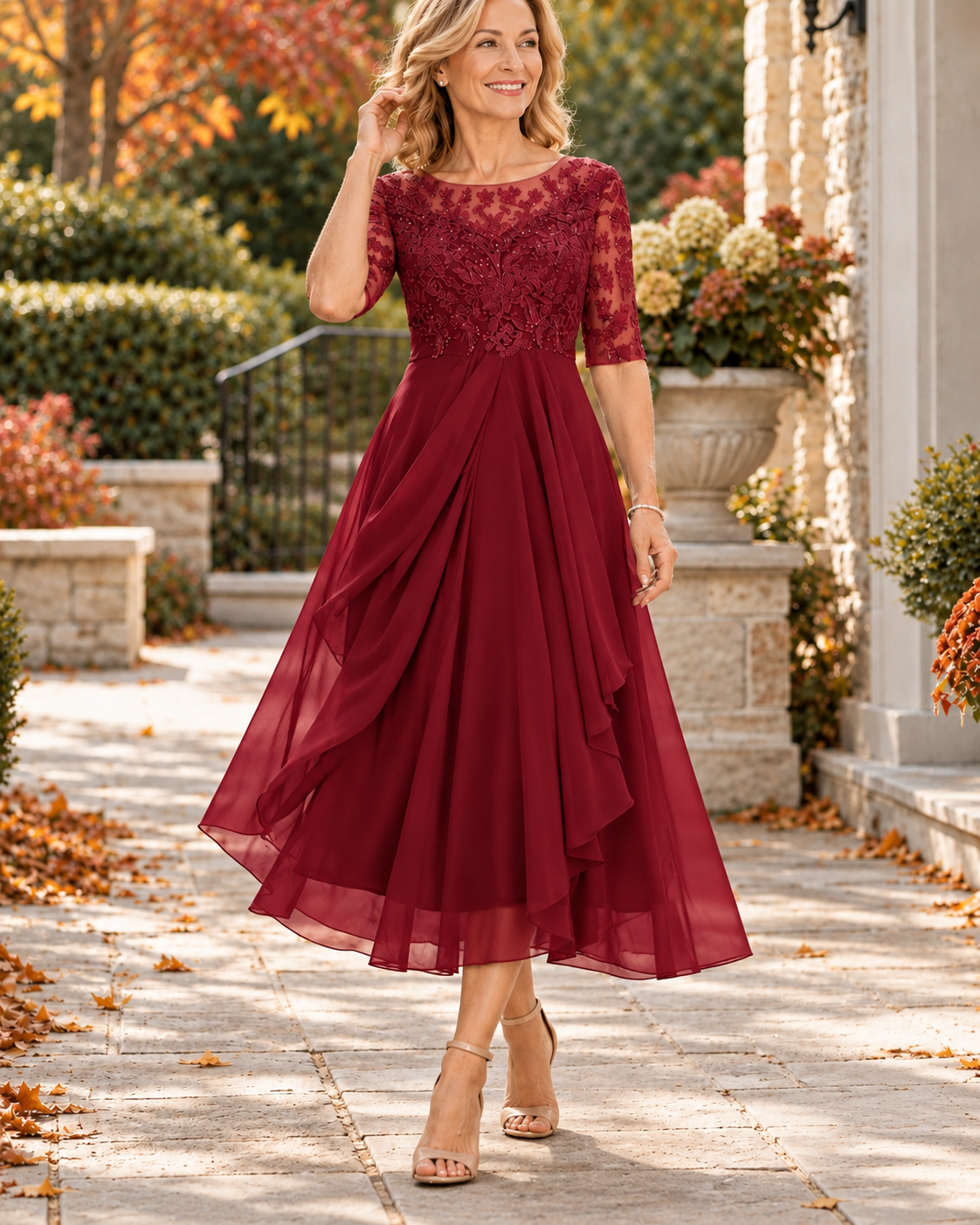 Tracey™ | Tummy-Control Lace Midi Dress