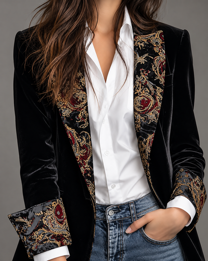 Lynne™ | Elegant Blazer with Baroque Print