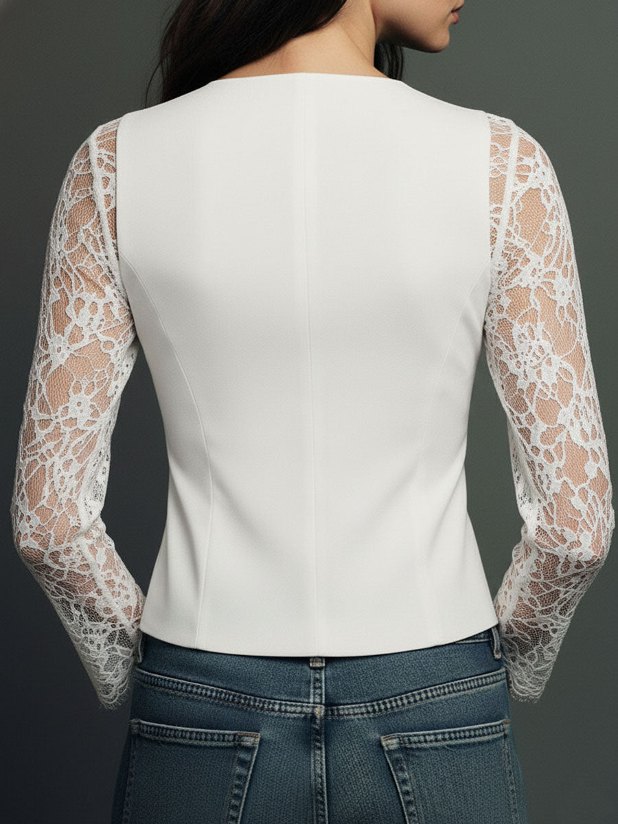 Jacqueline™ | Elegant Blazer with Lace Sleeves