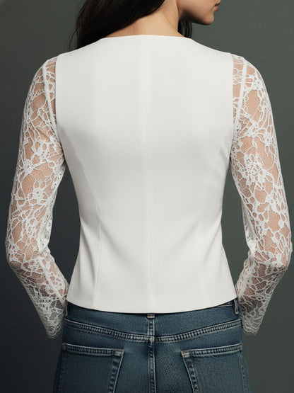 Jacqueline™ | Elegant Blazer with Lace Sleeves