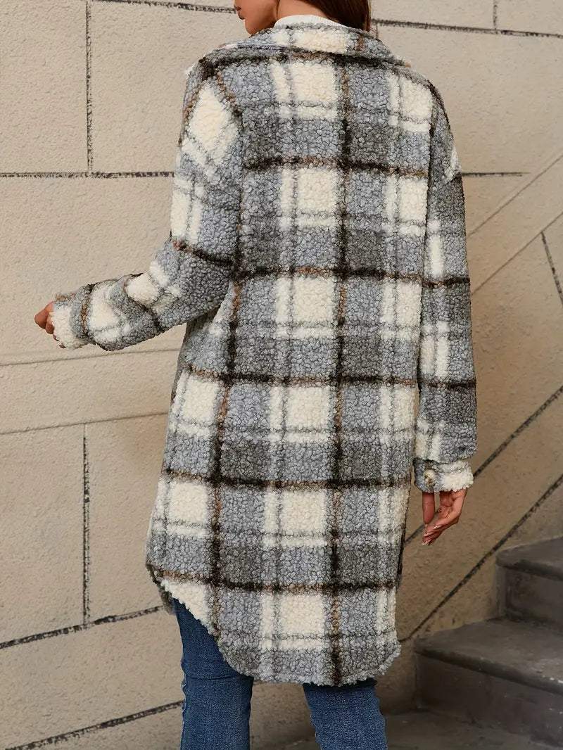 Isabelle | Comfortable Checked Teddy Jacket