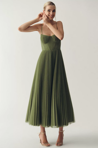 Margaux™ | Elegant Pleated Tummy-Flattering Maxi Dress
