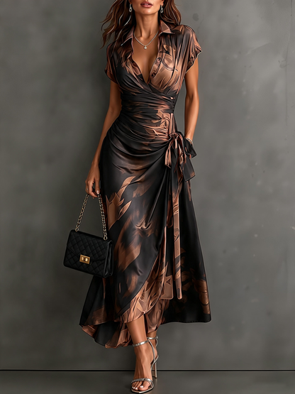 Sarah™ | Tummy-Control Midi Wrap Dress with Print