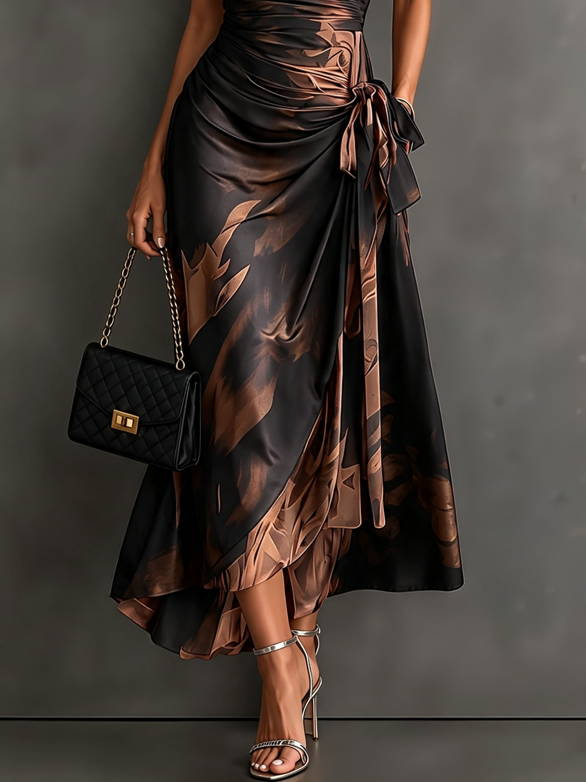 Sarah™ | Tummy-Control Midi Wrap Dress with Print