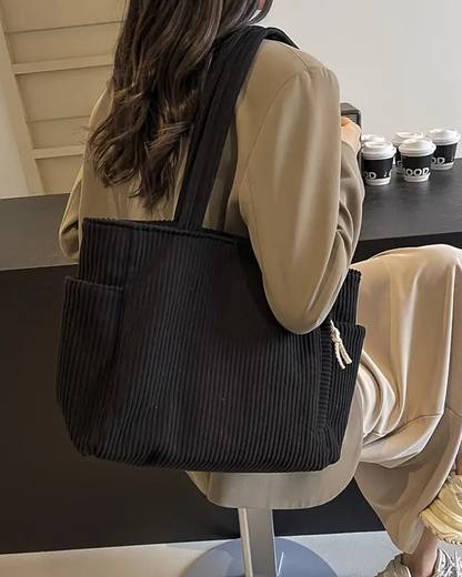Lea™ | Ribbed Handbag with Drawstring Detail