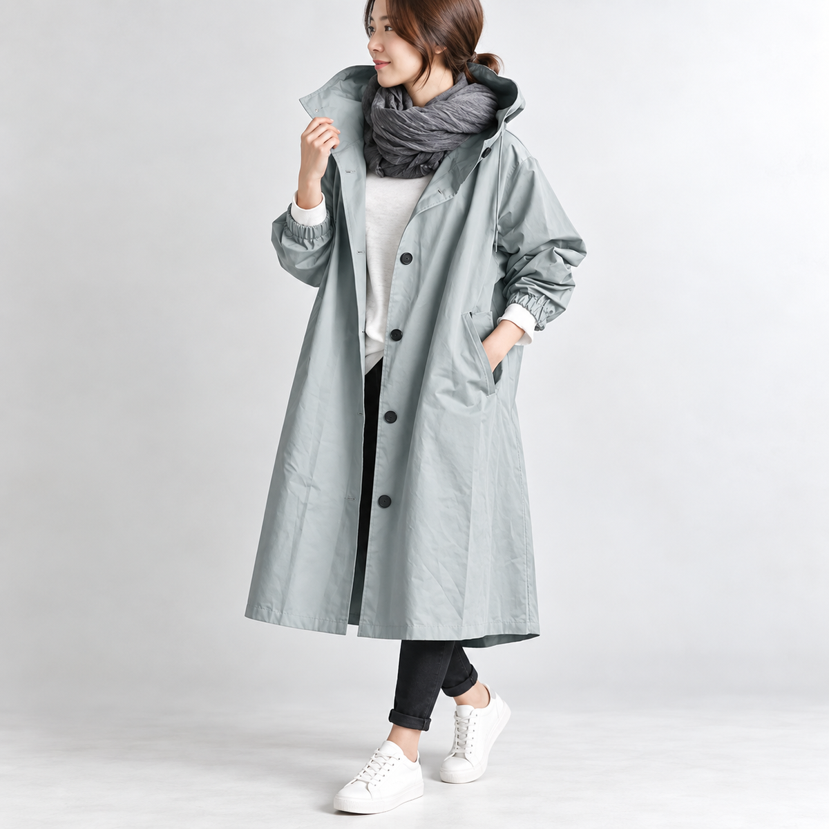 Sarah™ | Long Trench Coat with Hood