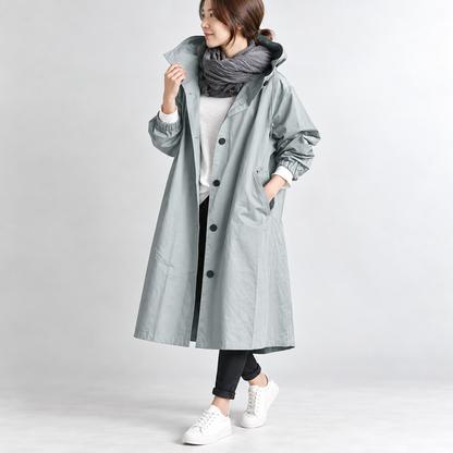 Sarah™ | Long Trench Coat with Hood