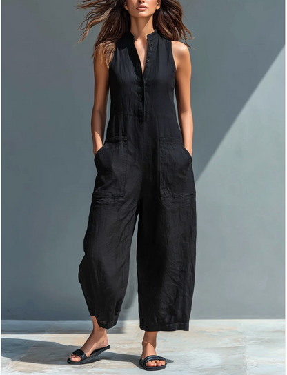 Lucy | Linen Button-Up Jumpsuit