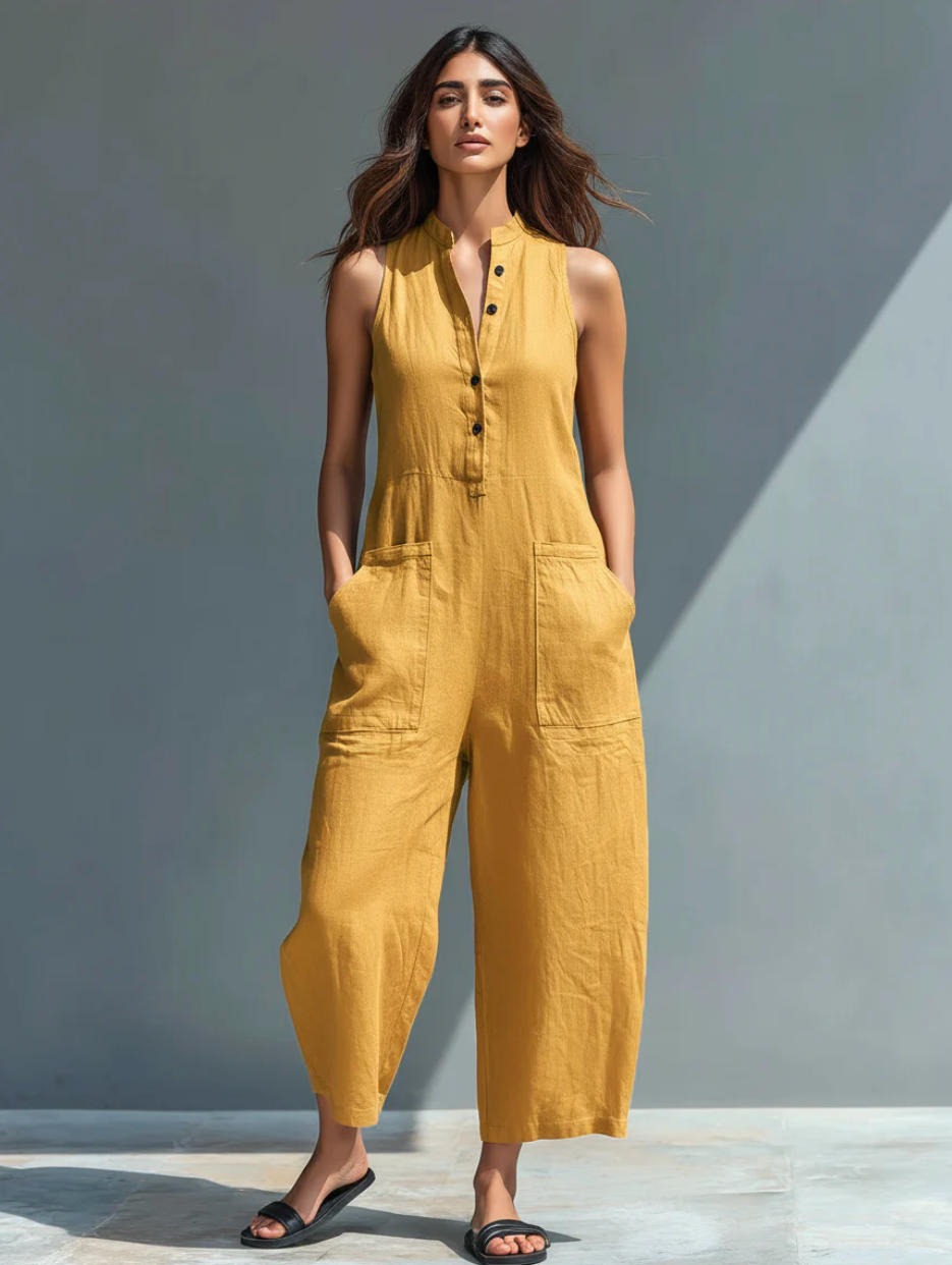 Lucy | Linen Button-Up Jumpsuit