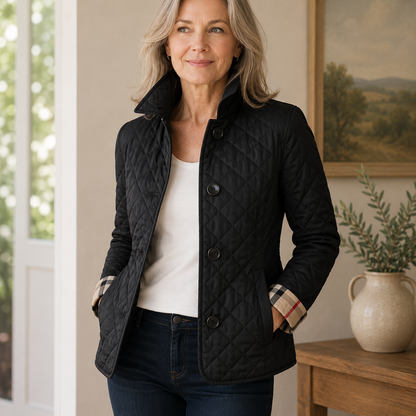 Susan™ | Tailored Quilted Jacket with Check Details 5