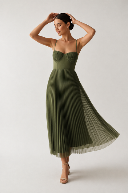 Margaux™ | Elegant Pleated Tummy-Flattering Maxi Dress