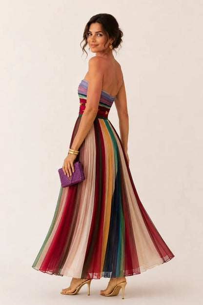 Valeria™ | Tummy-Flattering Rainbow Maxi Dress