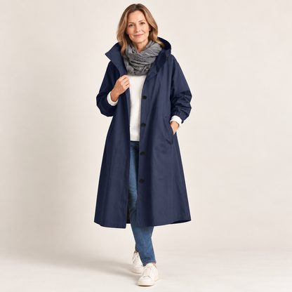 Sarah™ | Long Trench Coat with Hood