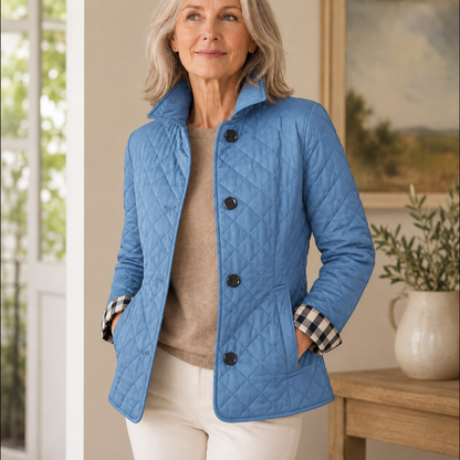 Susan™ | Tailored Quilted Jacket with Check Details 6