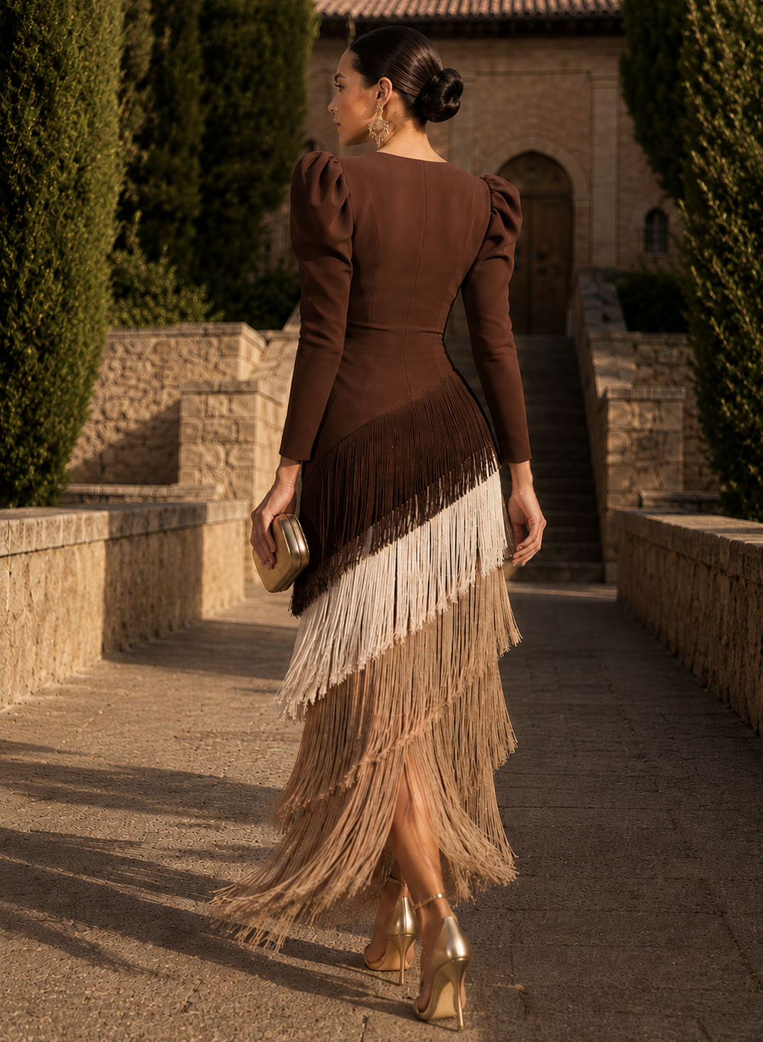 Sarah™ | Elegant Tummy-Control Dress with Fringes