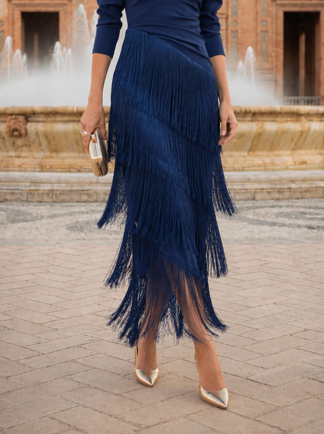 Sarah™ | Elegant Tummy-Control Dress with Fringes