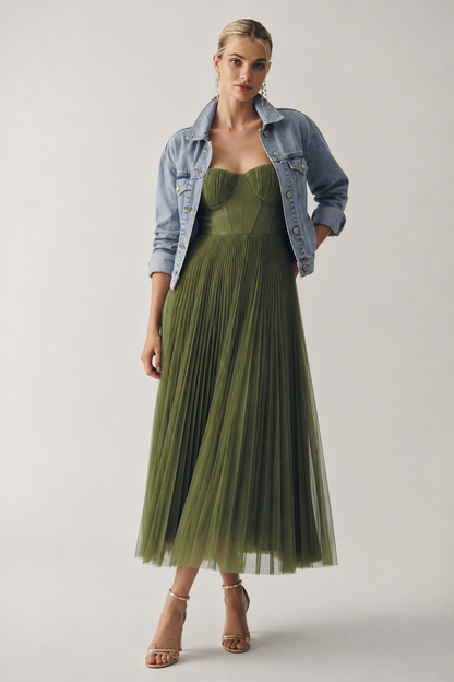 Margaux™ | Elegant Pleated Tummy-Flattering Maxi Dress