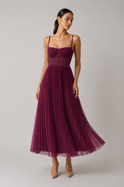 Margaux™ | Elegant Pleated Tummy-Flattering Maxi Dress